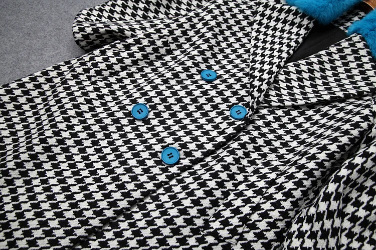 Зима 2018 для женщин двубортный плед шерстяной пальто А силуэта с длинным рукавом