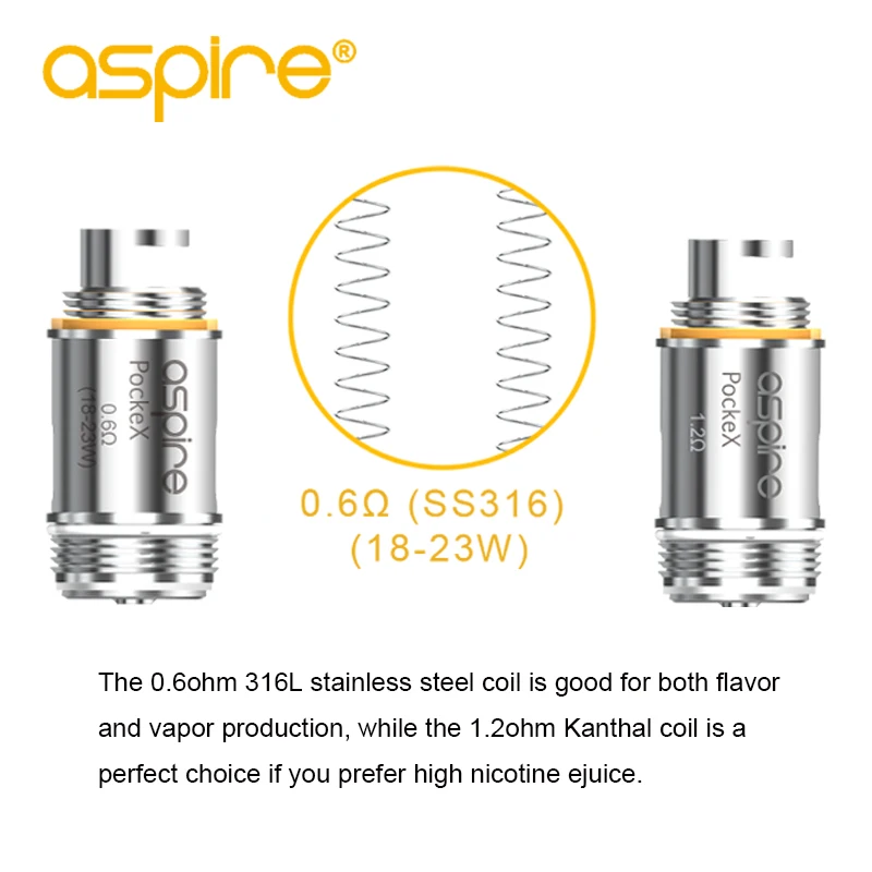 10 шт./лот PockeX катушки головки 0.6ohm провод для электронных сигарет Aspire Карманный