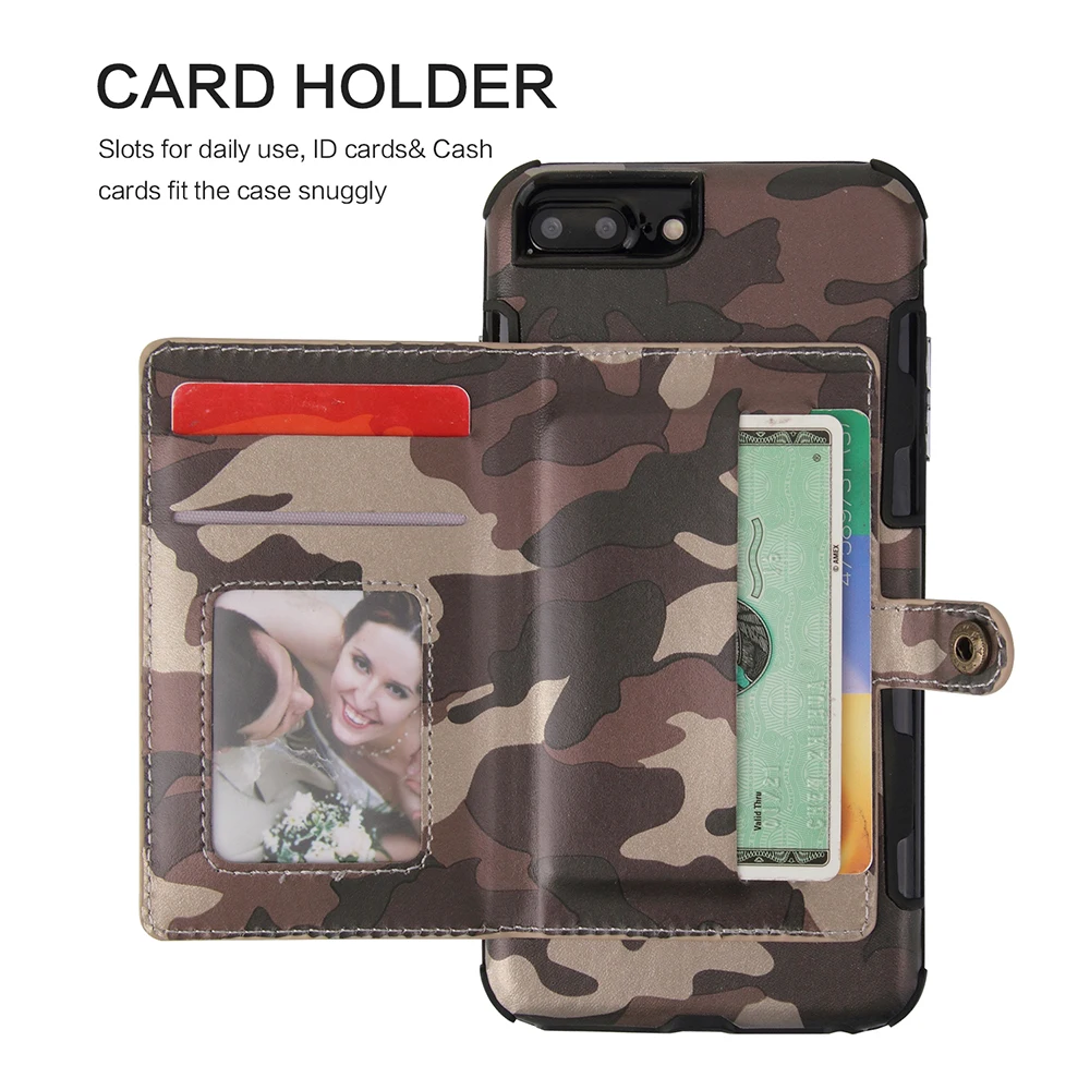 Buckle Card Slot Case for iphone XS Max Cover Army Camo Pattern Leather Coque Fundas X XR 8 7 6 6s Plus Back | Мобильные телефоны и