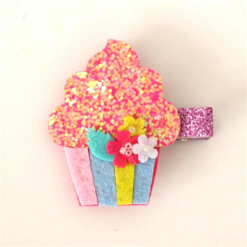 Горячая Распродажа заколки для волос 10 шт./лот блестящие фетровые в форме фруктов