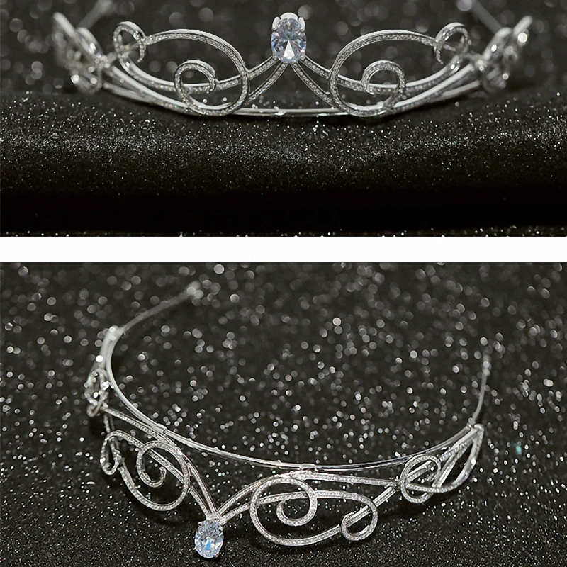 

Wedding Bridal Tiara Crown Clear Zircon Crystal Rhinestones Women Handmade Brides Diadem Pageant Party Jewelry Gift