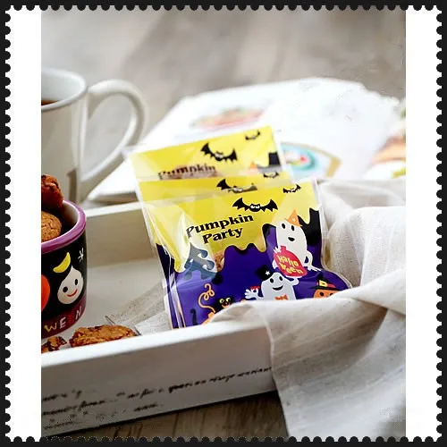 

Halloween pumpkin decoration self adhesive bag candy bags party supply gift packing bags kids favors