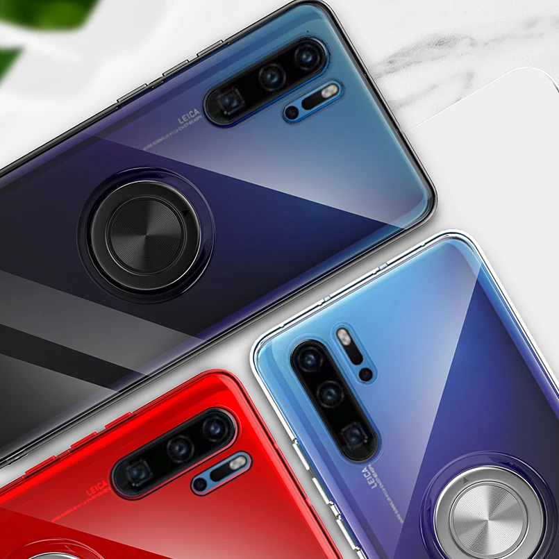 Magnetic Ring Bracket Case For Huawei P20 P30 Lite Transparent Finger TPU Clear Cover Mate 20 Pro |
