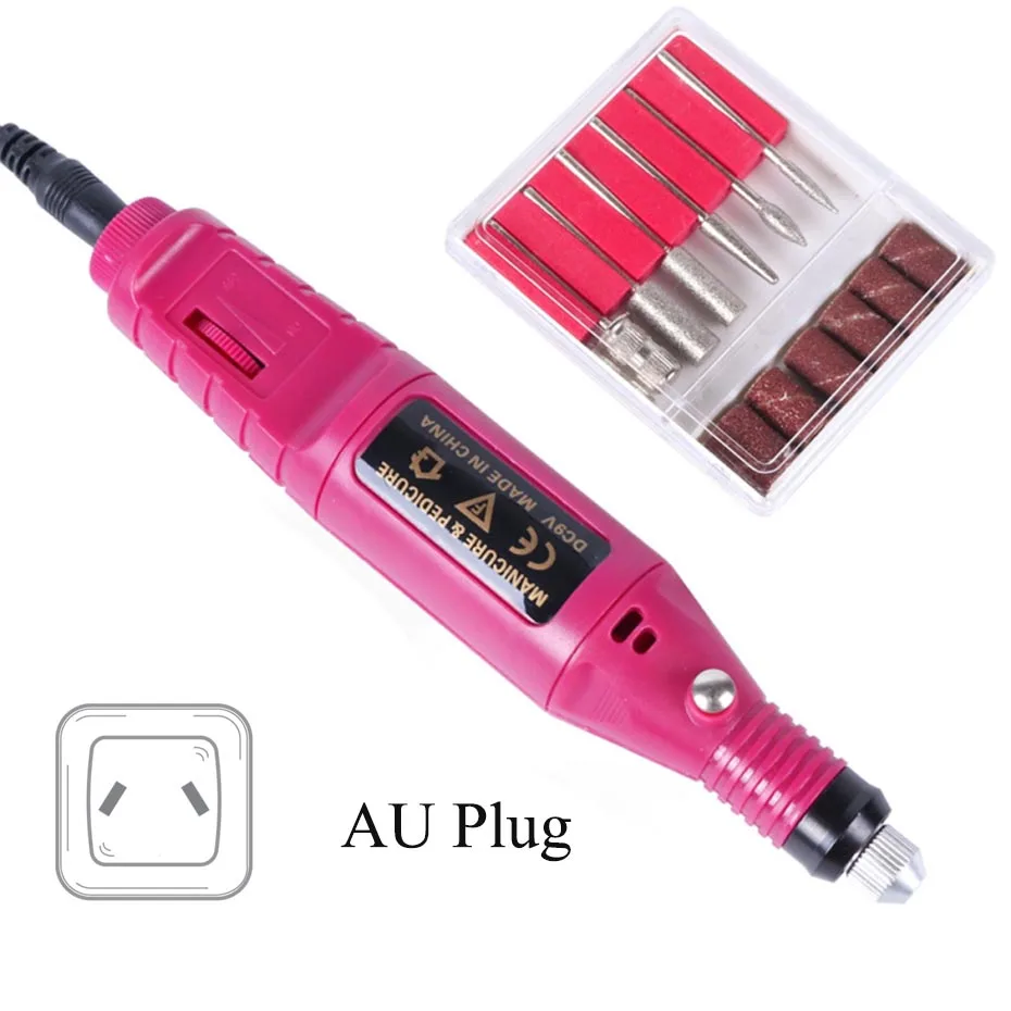 HBS-011P AU Plug Сверла для ногтей, ручка, наконечники, электрические сверла для маникюра, педикюра, Фрезерные фрезы для удаления геля, инструменты для маникюра, CHHBS-011P - Цвет: HBS-011P AU Plug