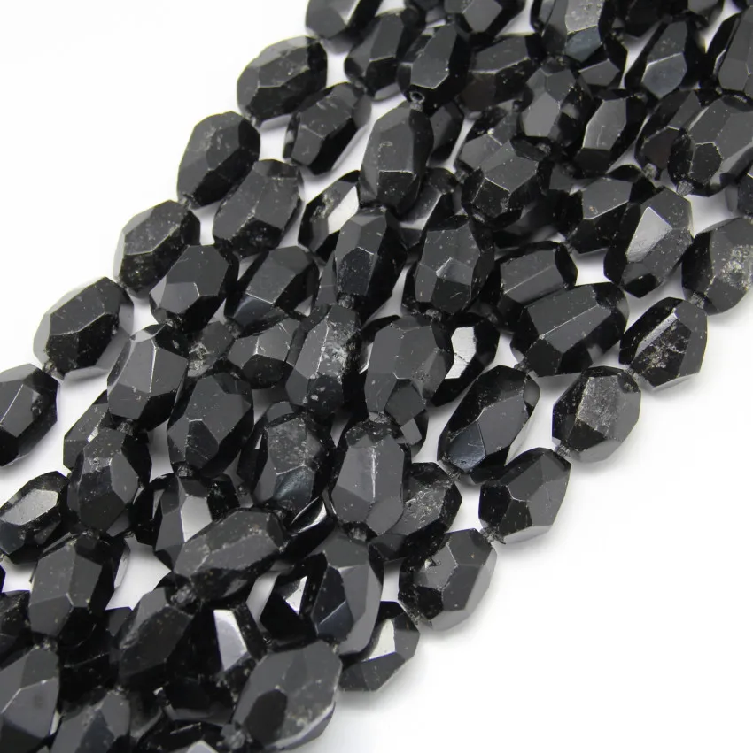 Бусины из черного турмалина граненые бусины-Nugget для ожерелья бусины-подвески