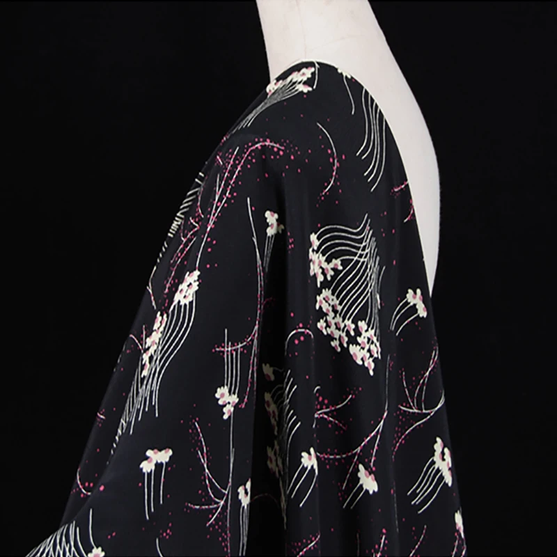 138 см ширина японский импортный черный Вишневый Стиль креп жаккардовая парча