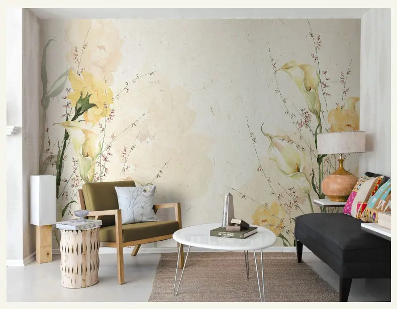 Ручная роспись Большие Пользовательские 3d настенные фрески обои для столовой