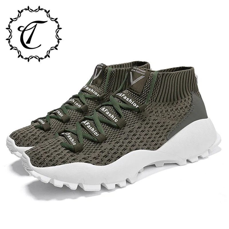 CatriCa Hot Sale Summer 2019 Male Designer Sock Breathable High Top Quality Shoes Men Fashion Luxury Sneakers Black Green KF01 | Обувь