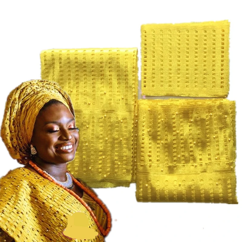 2019 African Wholesales Aso Oke Gele Nigeria Headtie With Beads Royal Blue Color Real Product Photo Asooke For Lady 40 | Дом и сад