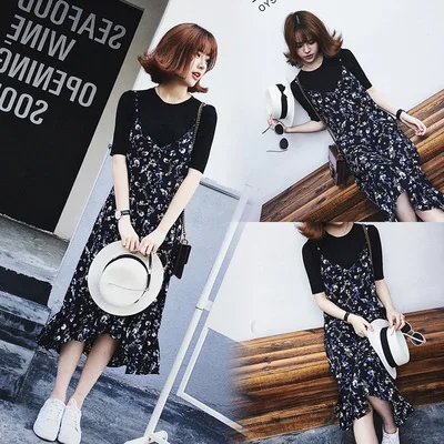 Женское платье с оборками ICHOIX длинное пляжное цветочным принтом комплект из 2