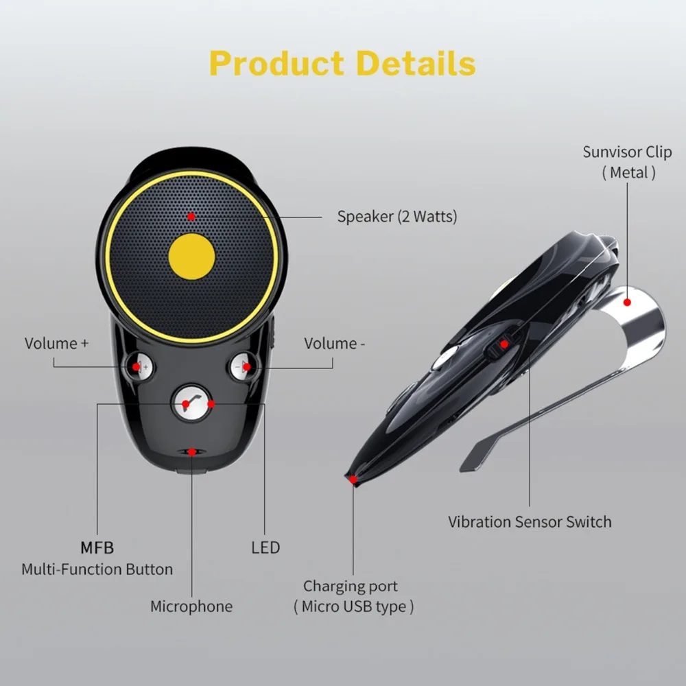 Беспроводной bluetooth приемник аудио адаптер динамик автомобильный солнцезащитный