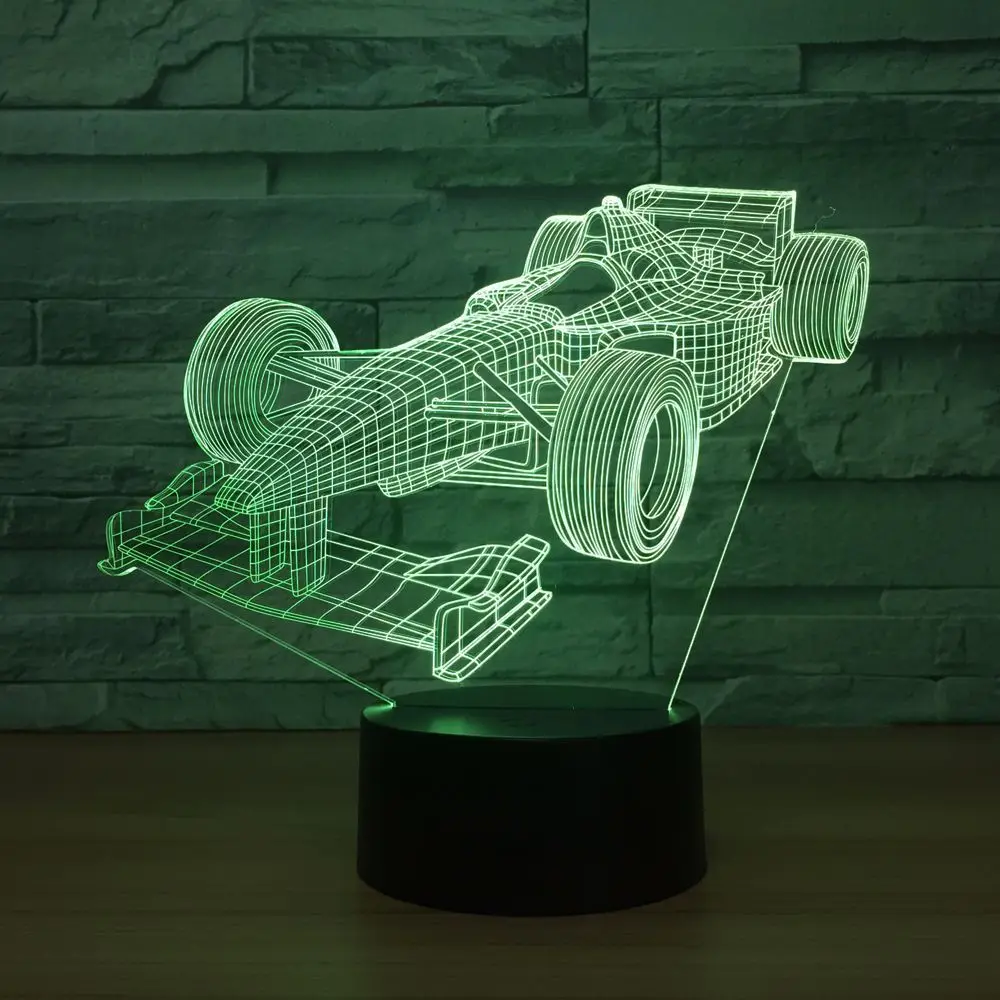 3d ночник для гоночного автомобиля светодиодный подарок с сухим аккумулятором и