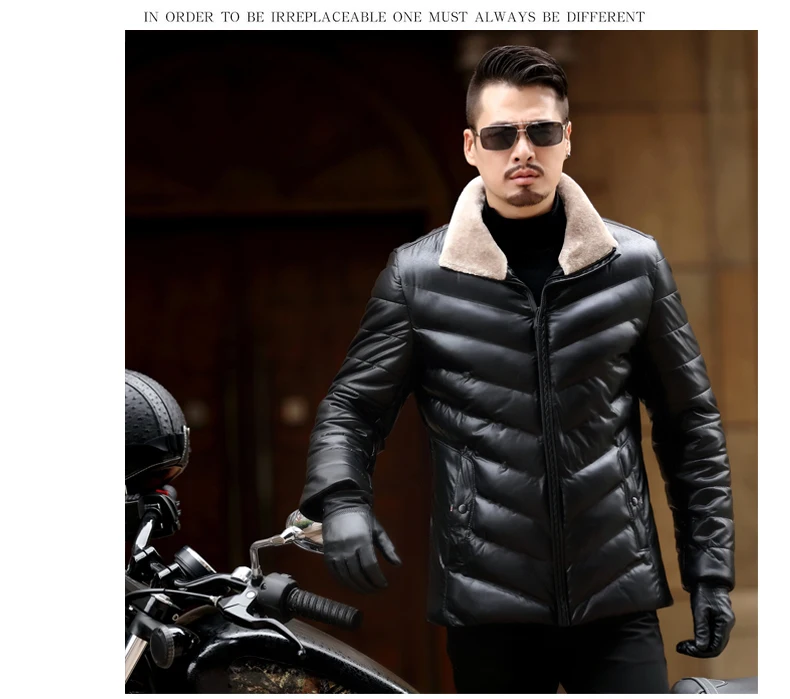 Новинка, L-4XL мотоциклетная куртка, теплая зимняя мужская кожаная куртка из овчины, Мужская Меховая куртка для отдыха, Мужская шерстяная куртка из натуральной кожи