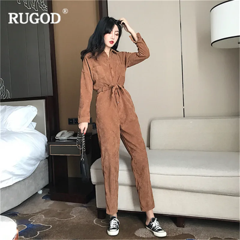 RUGOD/Новинка Модный женский костюм вельветовый с высокой талией и длинными