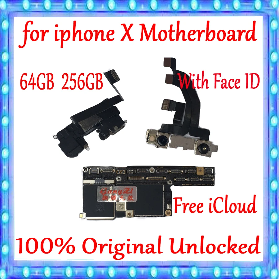 Заводская разблокированная материнская плата для iPhone X 64 ГБ 256 с чипами 100%