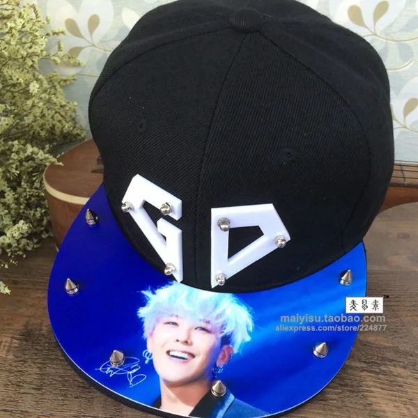 Модная корейская модная крутая GD Bigbang g-dragon Шипы Заклепки Kpop 3D акриловая шляпа бейсбольная Кепка в стиле хип-хоп Регулируемая Кепка - Цвет: 4