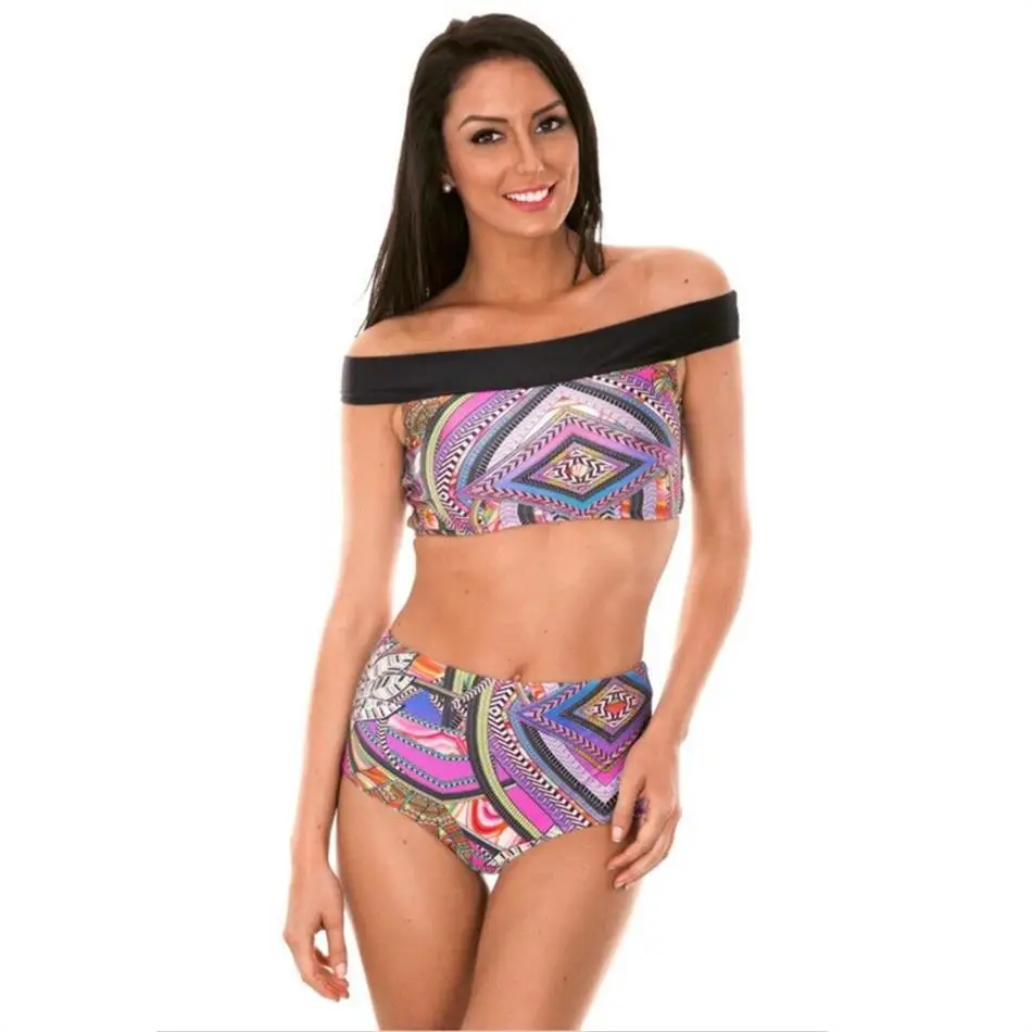 NIDALEE бандо принт геометрическое бикини набор косточек Лето купальный Высокая