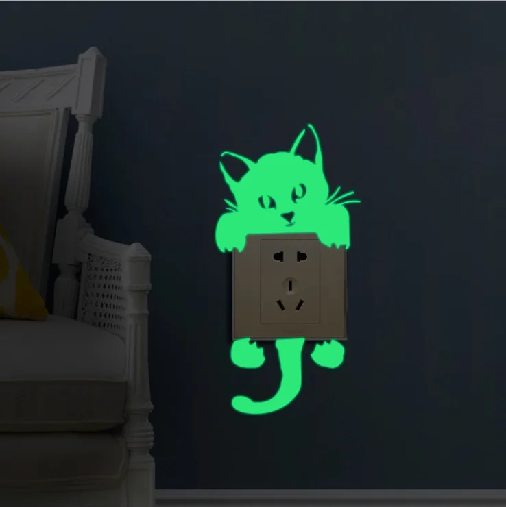Светящиеся стикеры s сонный наклейка на выключатель &quotКотик&quot смешные DIY