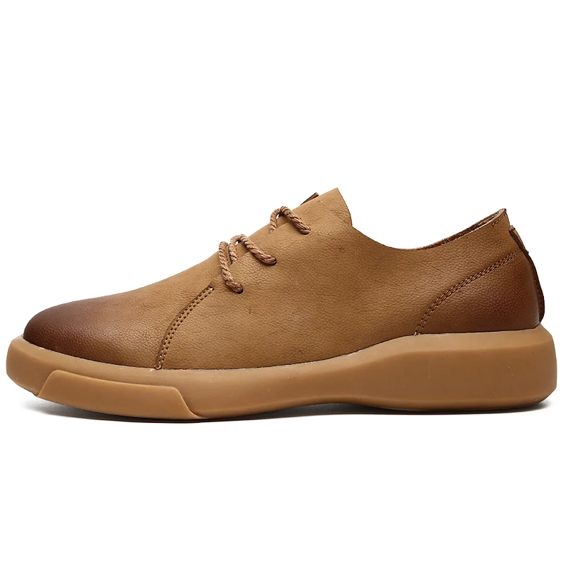 MVVT Comfortable Genuine Leather Men Shoes Quality Lace Up Casual leather Loafers Soft Flats Hot Sale Moccasins | Обувь