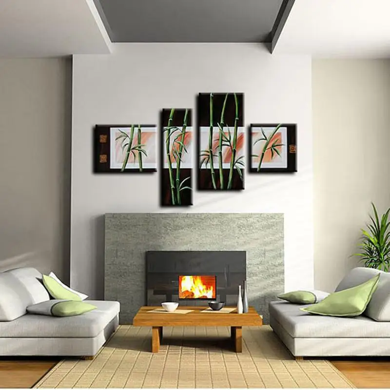 100% ручная роспись современный абстрактный бамбуковый холст фотообои на холсте