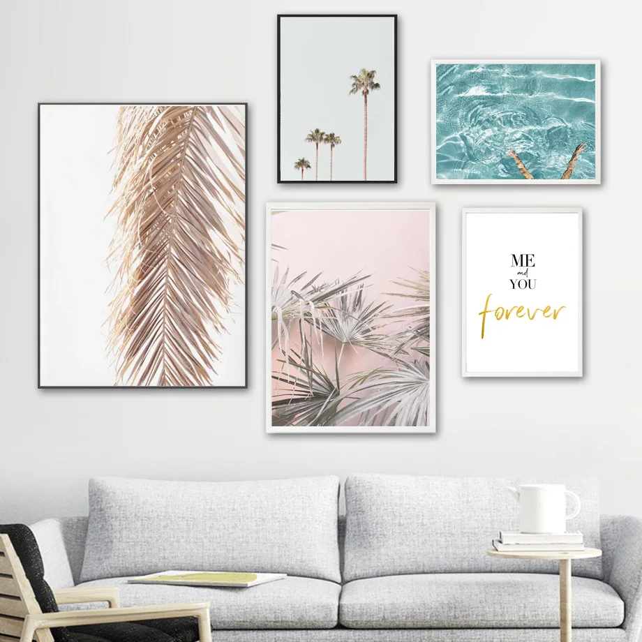 

Tropical Tree Leaves Swimming Girl Wall Art Canvas Painting Nordic Posters And Prints Canvas Pictures For Living Room Bedroom