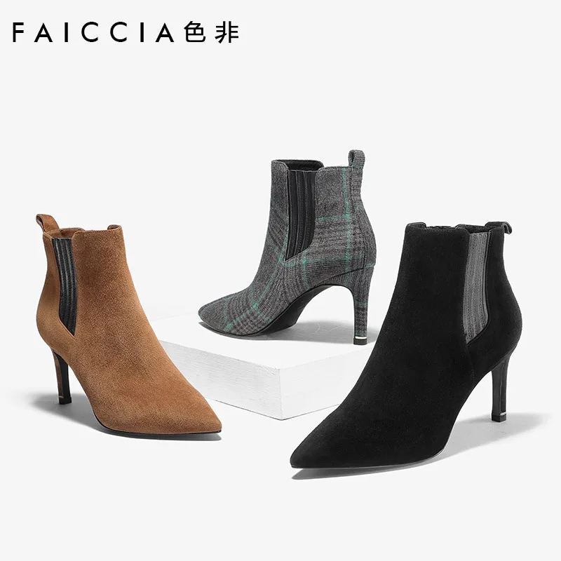 Челси полусапожки новый шаблон 2018 осень и женская зимняя обувь высокая с тонкой