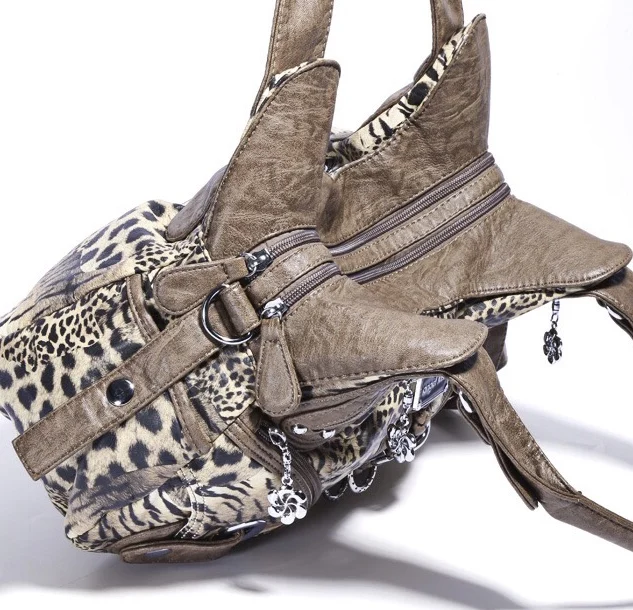 Высококачественная сумка с леопардовым принтом моющаяся из искусственной кожи