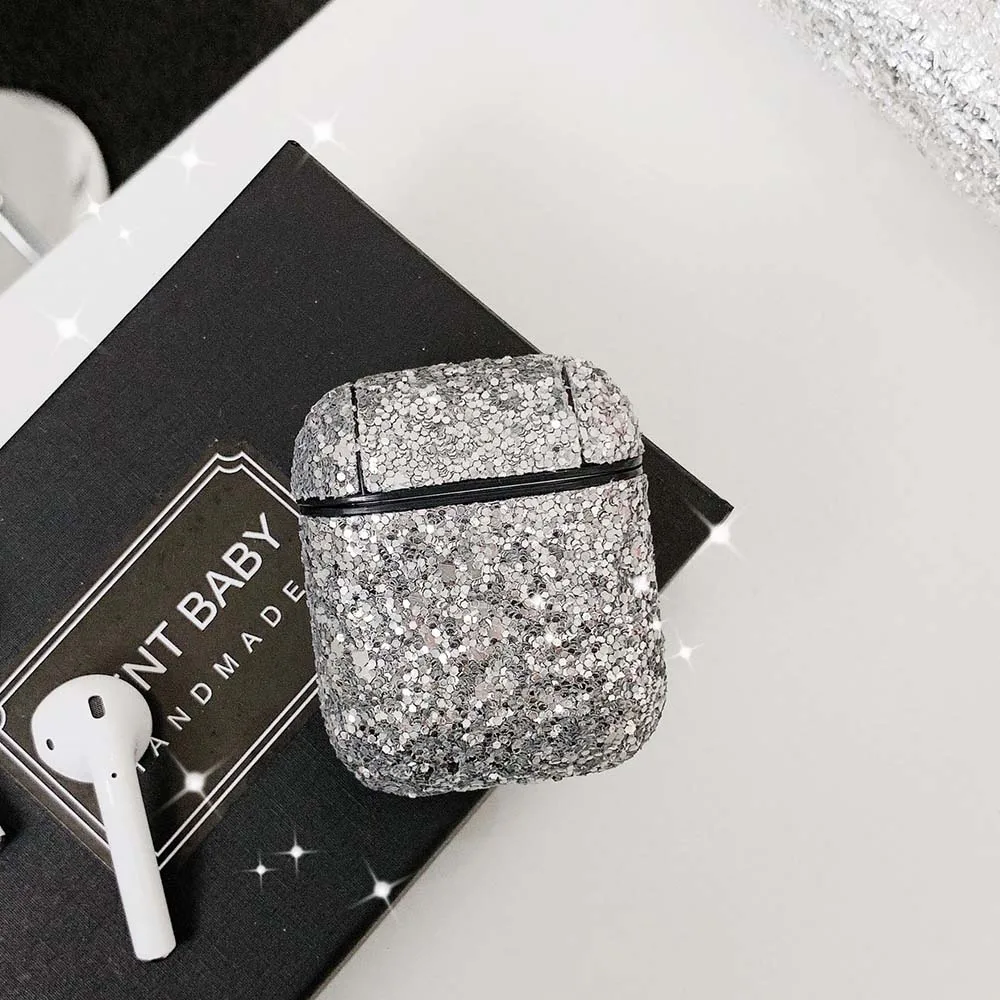 Silver Роскошный блестящий чехол для Apple Airpods благородный элегантный блестящий чехол для девочки Bluetooth беспроводной защитный чехол для наушников сумки - Цвет: Silver