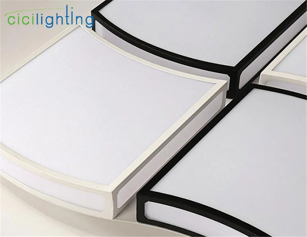 Modern ceiling lights for bedroom dining room 48W 64W black and white window decor led lamp art wave home lighting | Лампы и освещение