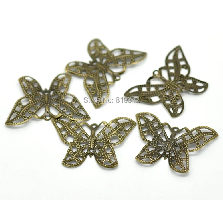 Бесплатная искусственная бронза, филигранные соединители в форме бабочки, украшения, подарочные украшения, фурнитура «сделай сам» 31x22 мм J0012