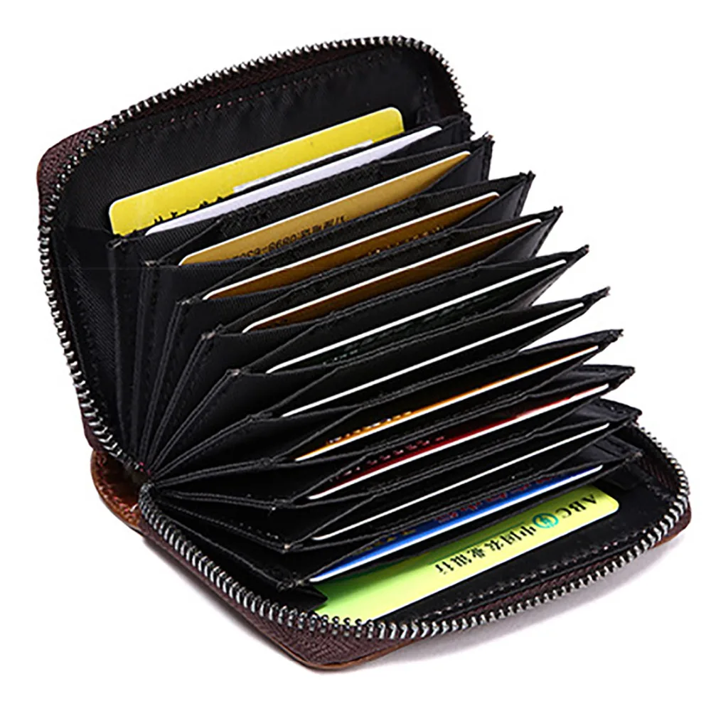 Genuine Leather Men Short Wallet Coin Pocket Credit/ID Card Holder High Quality Zipper Bifold Purse Vintage Clutch Money Bag | Багаж и