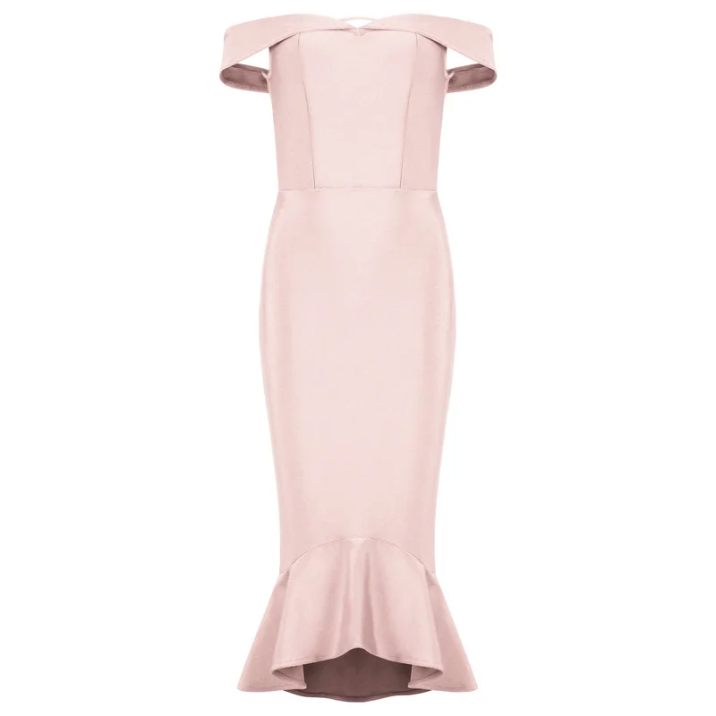 Высококачественное Платье До Колена с вырезом лодочкой телесного черного и