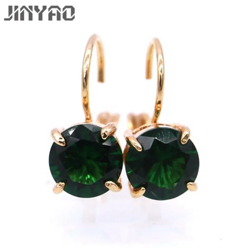 JINYAO высококачественные серьги золотого цвета с фианитом для женщин модные