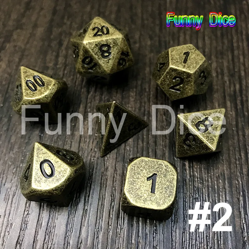 7 шт./компл. новые металлические кости набор d4 d6 d8 d10 d % d12 d20 для настольной игры Rpg