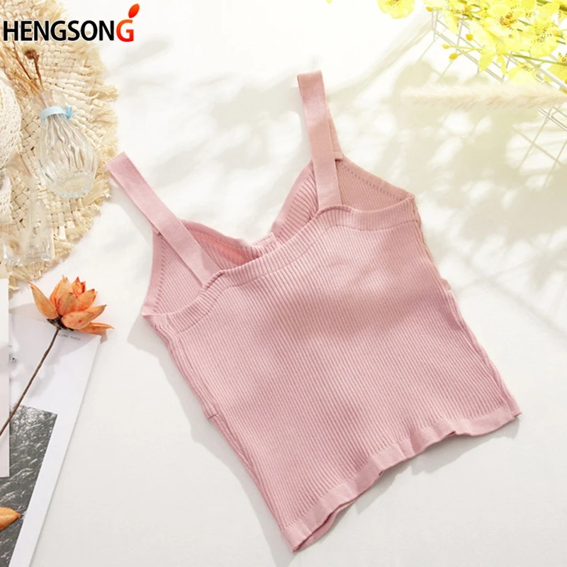 Женский вязаный Топ на бретельках с v-образным вырезом топ женский укороченный