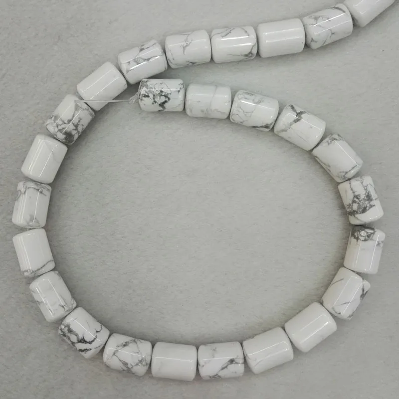Оптовая продажа натуральный цилиндр howlite бусины из натурального камня Белые