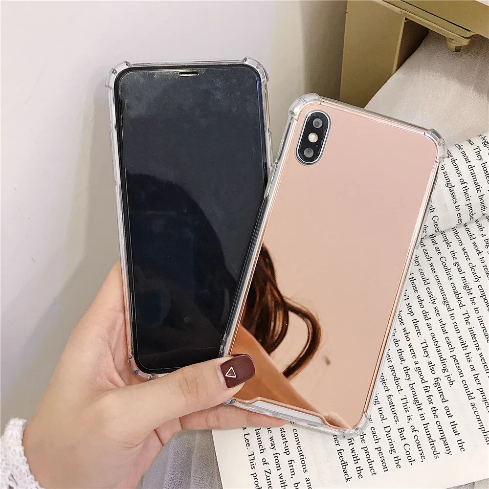 Fashion Portable vanity mirror soft Silicone Cover for iphone 7 8 6 6s Plus X XS Max Xr Case For Samsung Galaxy S8 S9 S10 plus |