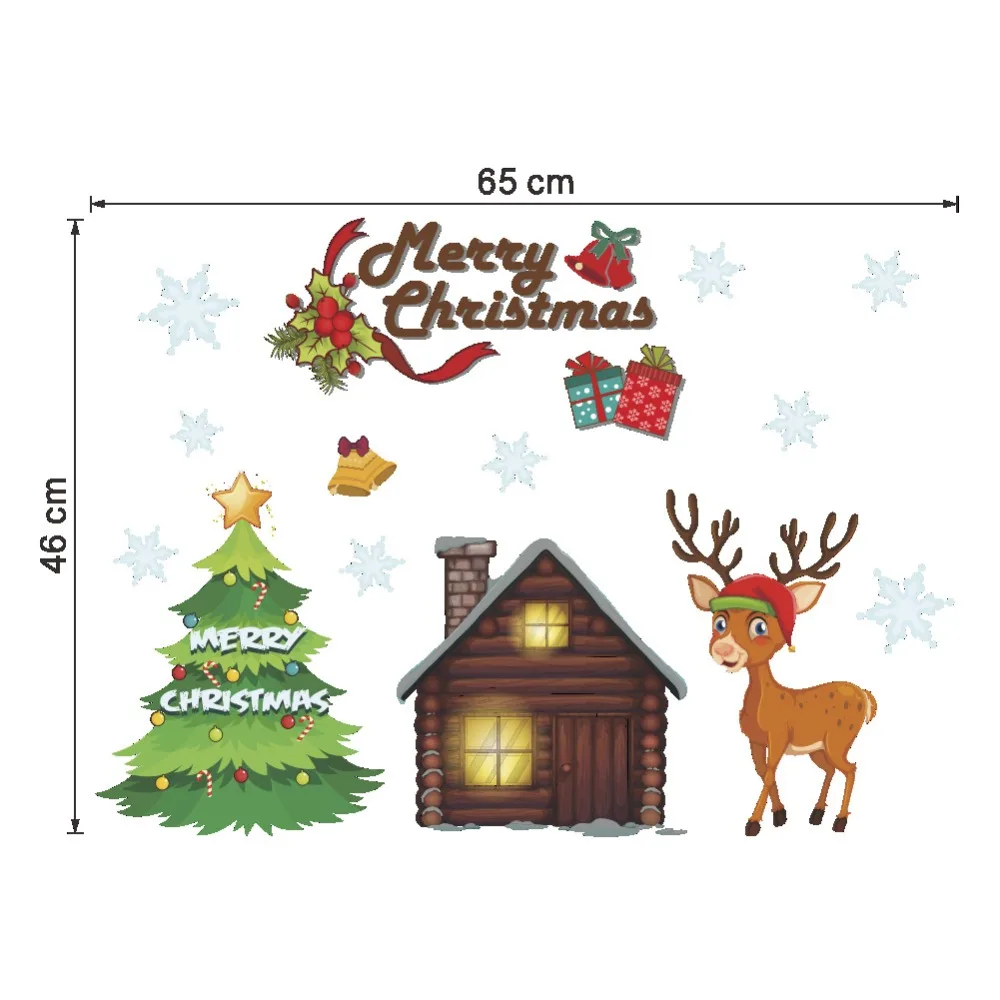 Счастливые Рождественские елки маленькие наклейки на стене дома гостиной окна