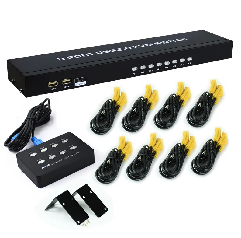 8 портов USB 2 0 KVM переключатель мульти шт VGA контроллер с кабелями sup порт 1920*1440