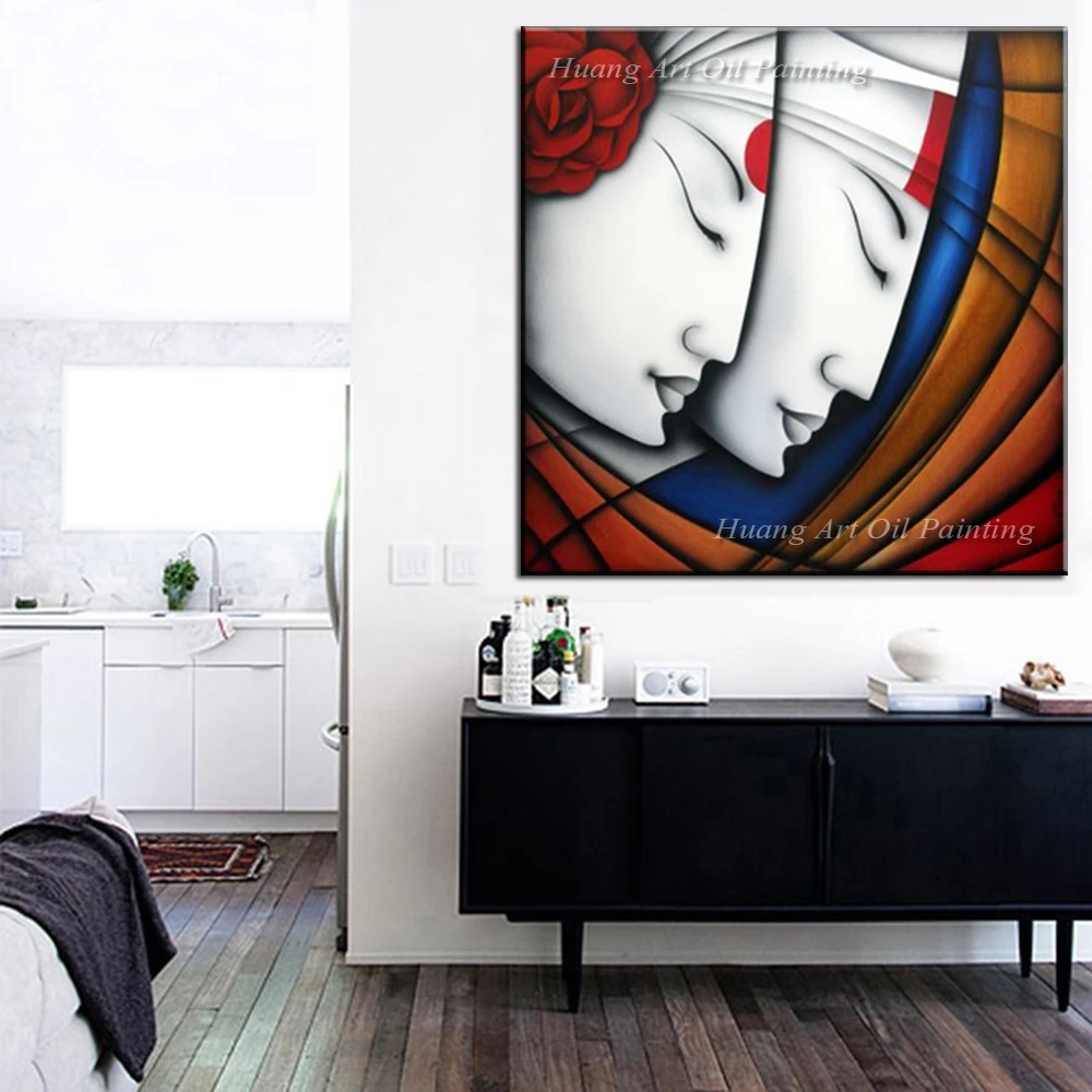 2019 новая ручная роспись на холсте Абстрактная линия портрет женское лицо картина