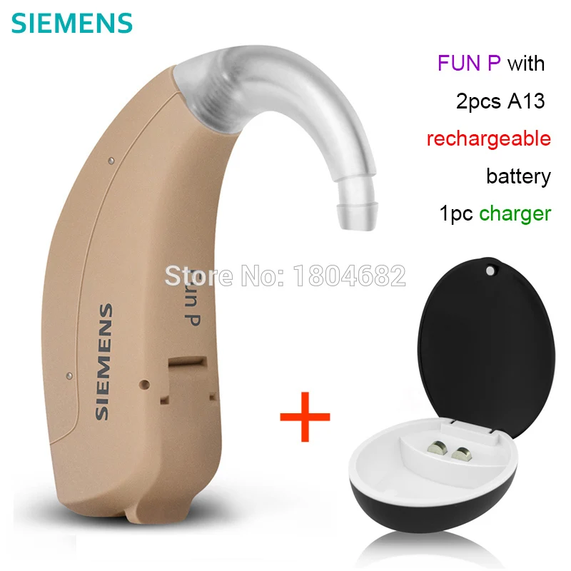 Лучшее! Мини 6 каналов SIEMENS BTE слуховые аппараты Fun P для пожилых людей умеренная сильная потеря мини беспроводные усилители - Цвет: with battery charger