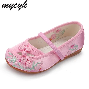 Туфли детские на плоской подошве, 3 цвета, весна-лето, с вышивкой, туфли на плоской подошве для девочек