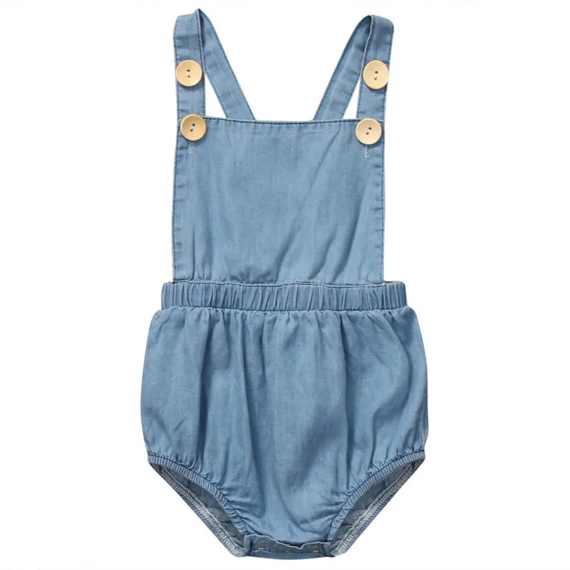 Детский джинсовый комбинезон на пуговицах без рукавов|kids rompers|romper kidskids jumpsuit |