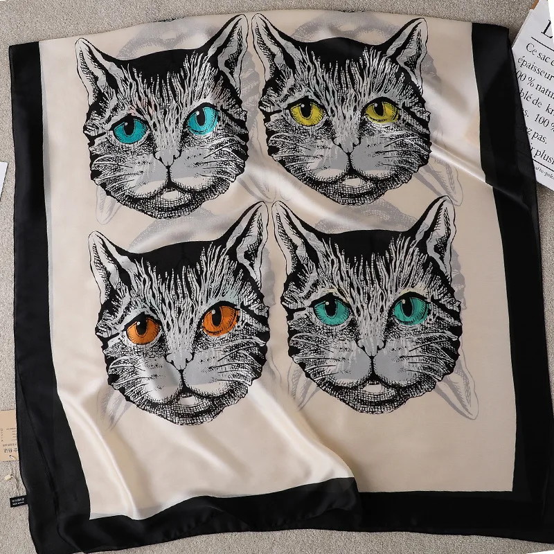 Роскошный брендовый женский шарф с животными шелковая шаль узором в виде милого