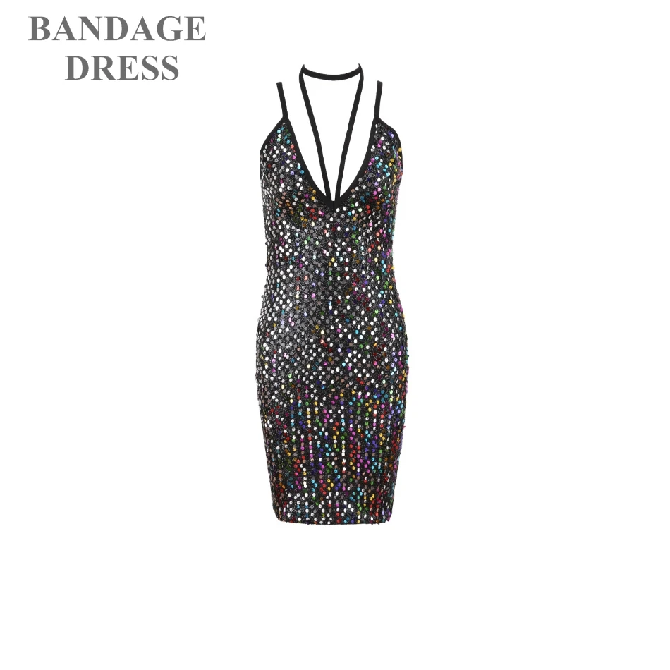 2017 новые летние платье партии женщин знаменитости Спагетти ремень v-образным