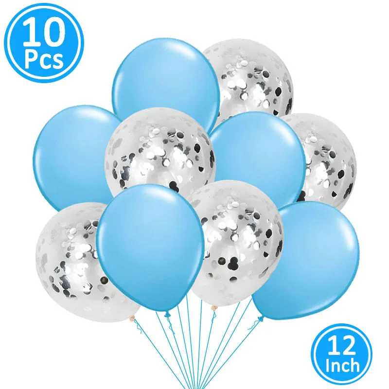 10pcs silver blue Пустышка, Детские латексные воздушные шары из фольги, вечерние украшения для мальчиков и девочек - Цвет: 10pcs silver blue