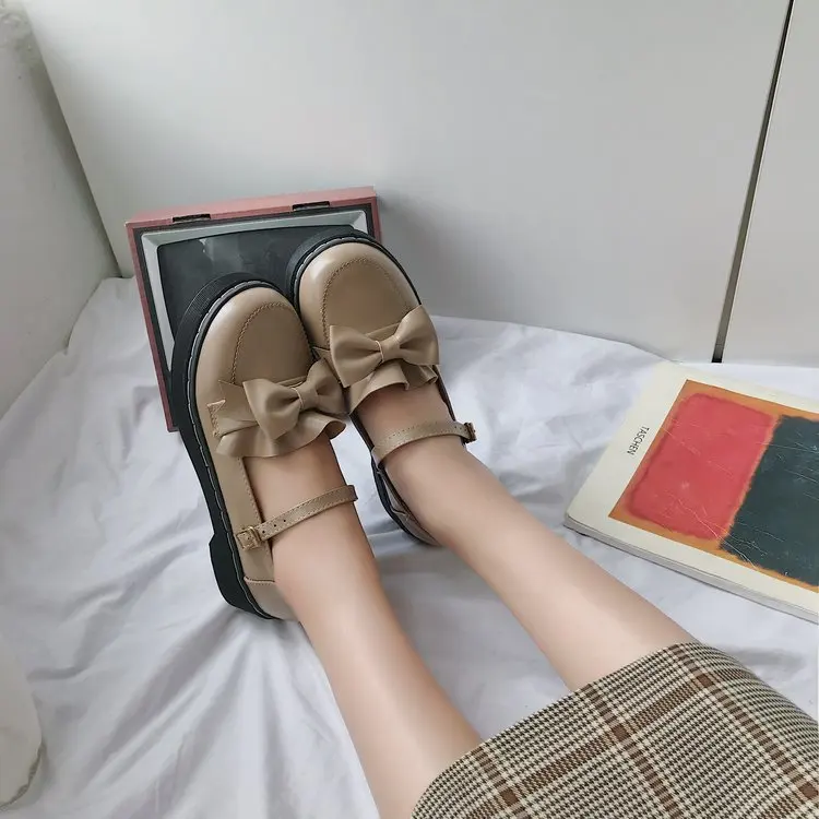 beige Милые туфли Лолиты в японском стиле; женские туфли Лолиты с бантом для студенток; JK; форменная обувь; женские туфли Лолиты - Цвет: beige