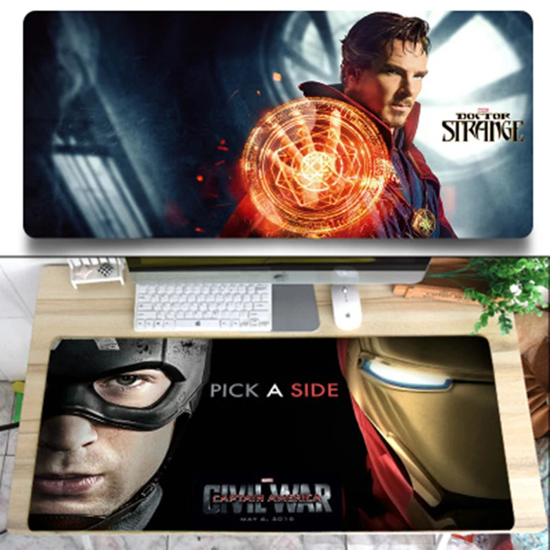 Экстра большой коврик для мыши 800*300 мм с закругленными краями Dr. singular Marvel hero iron Man