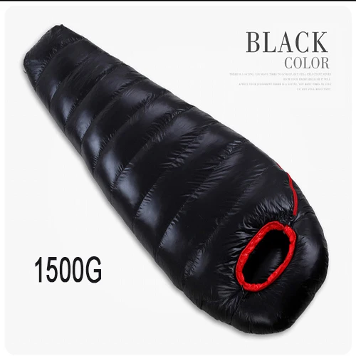 Black 1500g FLYLITTE Кемпинг Сверхлегкий спальные мешки мумия Тип утка вниз сплайсинга двойной взрослый 3 сезона вниз спальный мешок Открытый Инструменты - Цвет: Black 1500g