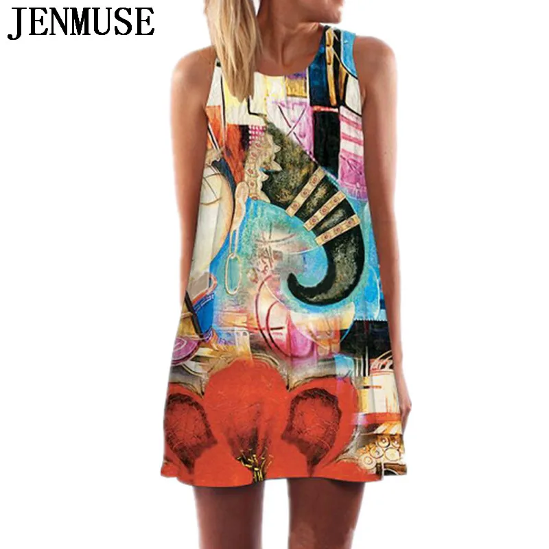 Женское мини-платье Jenmuse летнее платье с цветочным принтом в богемном стиле